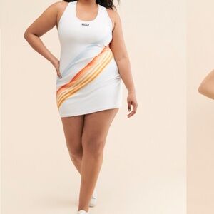 P.E. Nation Tennis activewear dress with Retro Stripes